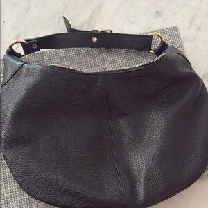 Quince Italian Leather Black Shoulder Bag